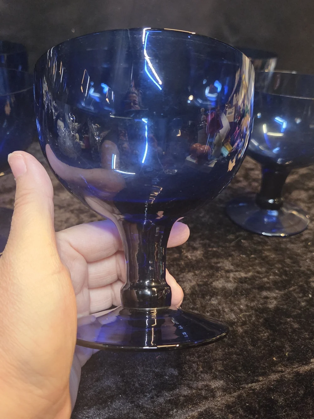 Cobalt Blue Jombo Cocktail Sherbet Dessert Wine Glass Hand Blown Stemware - 6